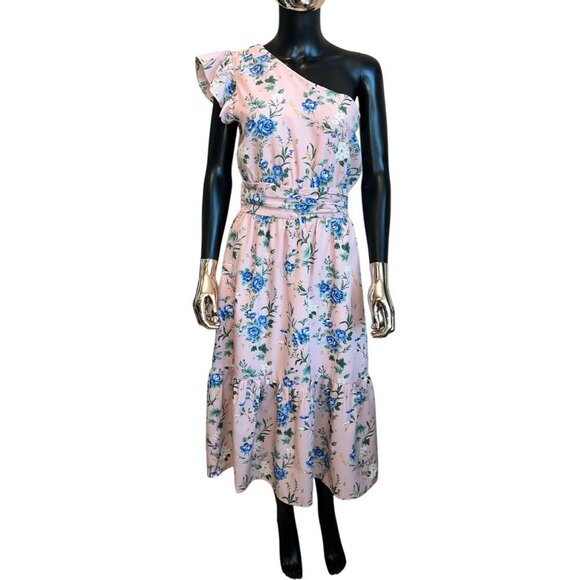 ee:some Pink Floral One Shoulder Midi Dress NWT Size M - Picture 6 of 12